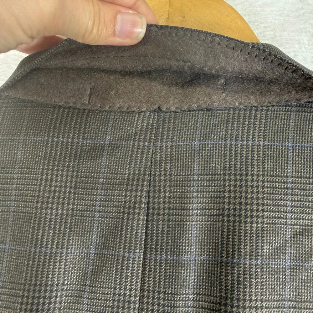 Burberry London Kensington Mens‎ 38R Wool Suit Jacket Blazer Brown Blue Plaid